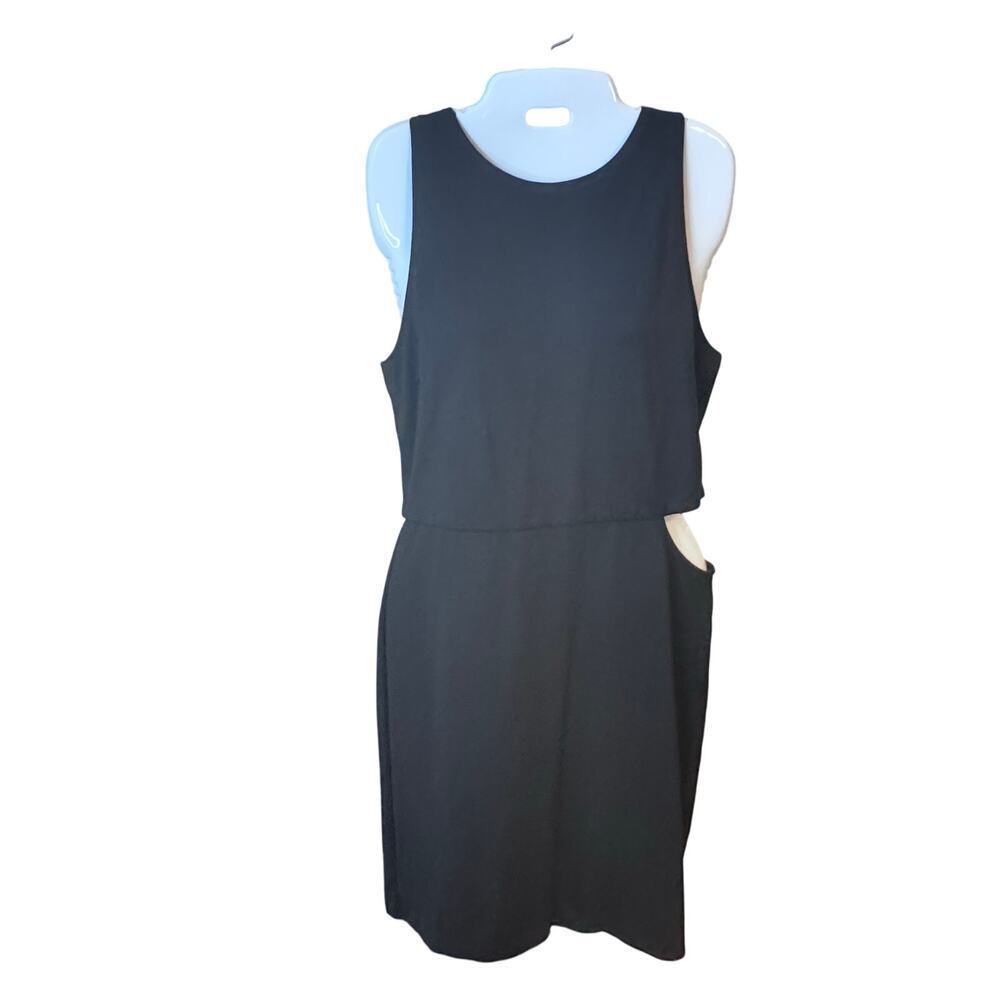 New GB Gianni Bini Sexy Black Knit Tank Mini‎ Dress Side Cut Out Women's Sz L